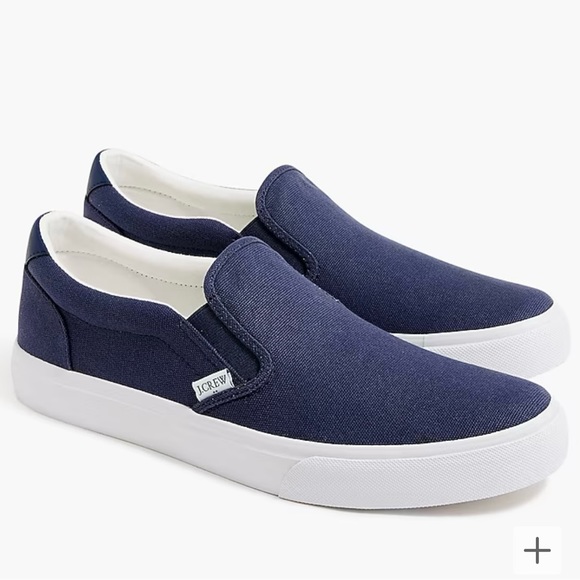 J.Crew Factory Canvas slip-on sneakers navy Sz 8 NWT - Picture 1 of 7